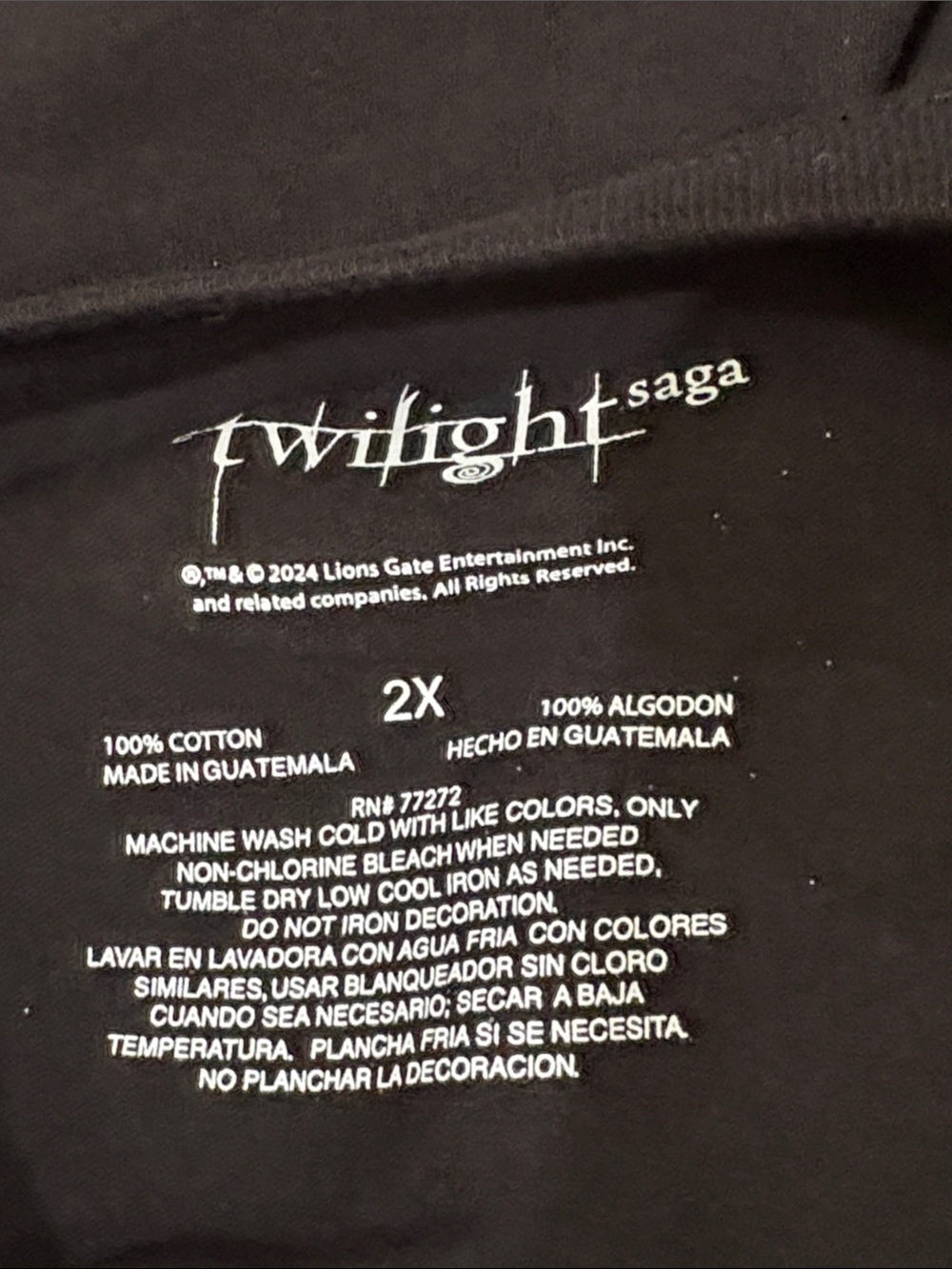 Twilight saga black cotton 2x T-shirt - Picture 7 of 8